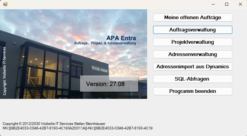 APA Auftrags- und Projektverwaltung – Ansicht 1