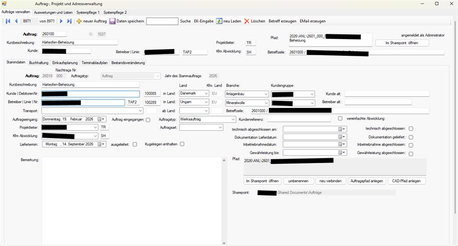 APA Auftrags- und Projektverwaltung – Ansicht 2