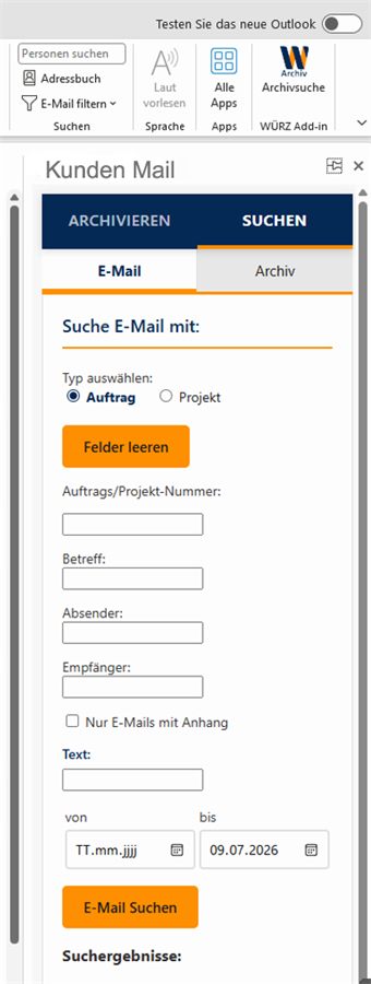 Outlook-Plugin – Mailzuordnung